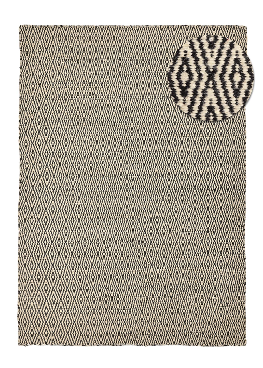 Ullmatta - Monastir (svart/vit) (Storlek: 200 x 290 cm)
