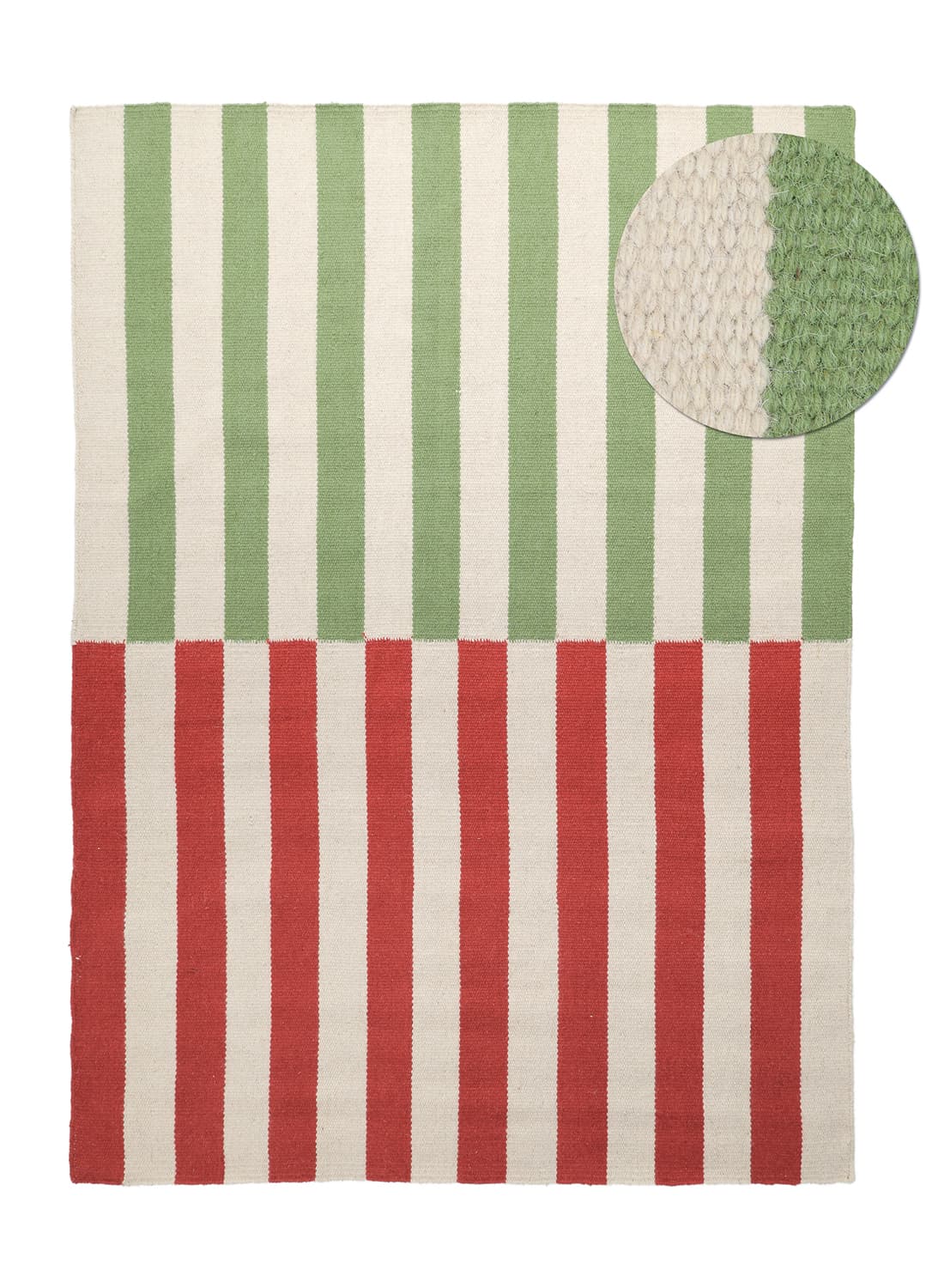 Ullmatta - Peniche (creme/grön/röd) (Storlek: 80 x 150 cm)